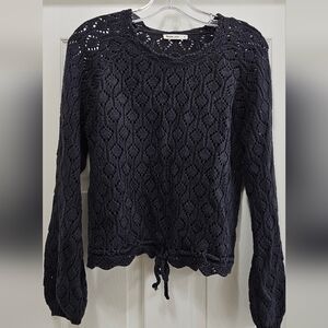 Marine Layer Navy Crochet Sweater